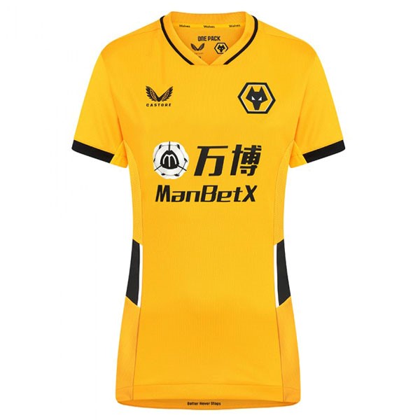 Camiseta Wolves 1ª Mujer 2021 2022 Amarillo